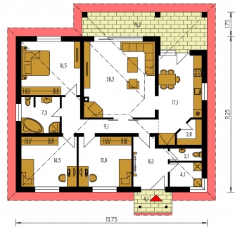 Grundriss des Erdgeschosses - BUNGALOW 127
